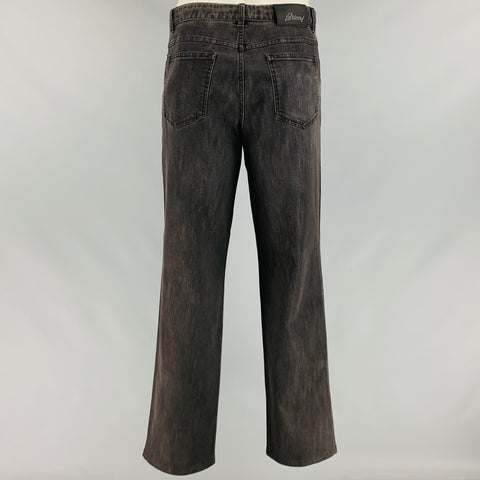 BRIONI Size 38 Grey Cotton Blend 5 Pockets Jeans