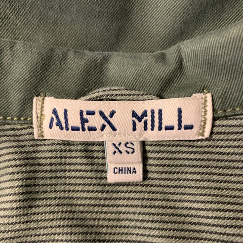 ALEX MILL Size XS Green Olive Contrast Stitch Cotton Blend Jumpsuits & Overalls