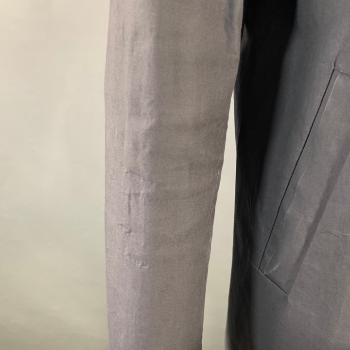 JIL SANDER Size 42 Black Cotton Spread Collar Snaps Coat