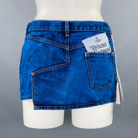 VIVIENNE WESTWOOD Size 25 Blue Denim Dyed Mini Skirt