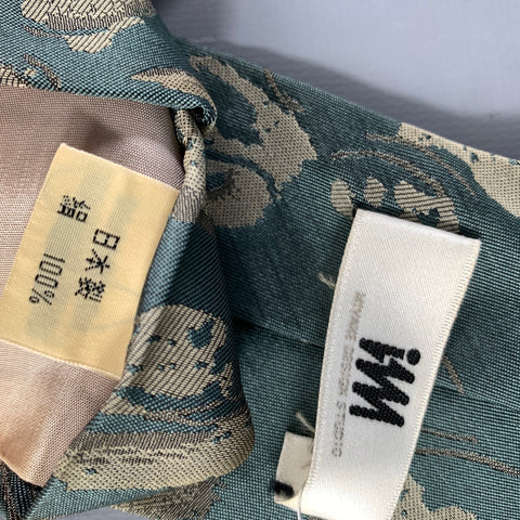 ISSEY MIYAKE Teal Tan Splatter Silk Tie