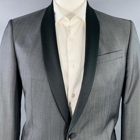 TED BAKER Veste Sport Col Châle Laine Mohair Gris Noir Taille 42 Long
