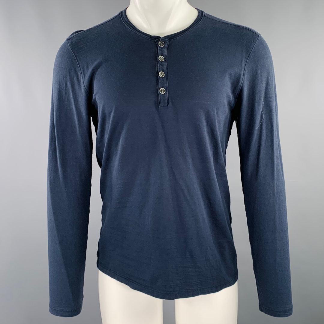 JOHN VARVATOS Size M Navy Henley T-shirt