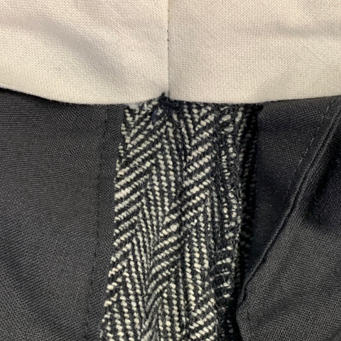 DAVID MAYER Size 30 Black Cream Herringbone Wool Blend Button Fly Casual Pants