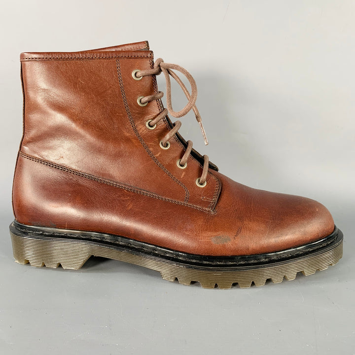 A.P.C. Size 11 Brown Leather Lace-Up Rubber Sole Ankle Boots