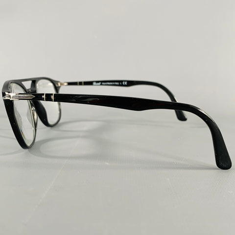PERSOL Black Acetate Aviator Eyeglasses Frames