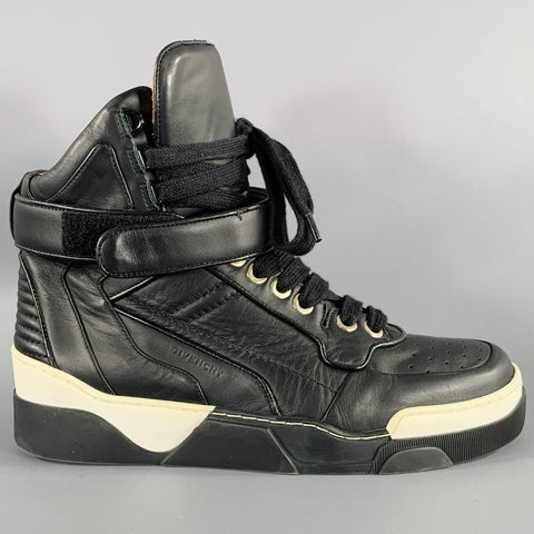 GIVENCHY Size 8 Black Leather High Top Sneakers