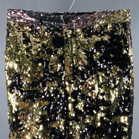 TOKYO JAMES Taille 30 Pantalon de soirée en polyester à sequins argentés et dorés