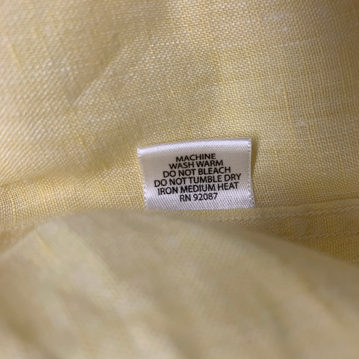 SAKS FIFTH AVENUE Size L Yellow Linen Button Up Long Sleeve Shirt