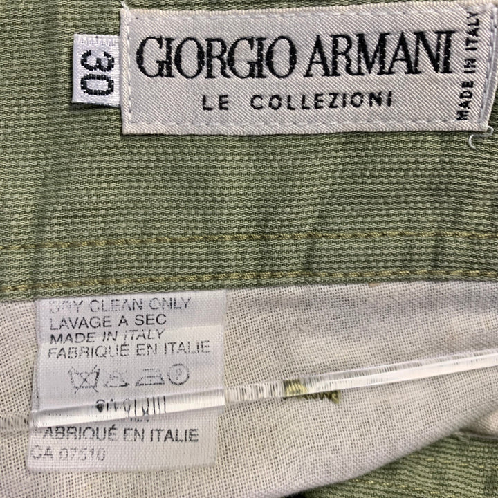 GIORGIO ARMANI Vintage Size 30 Green Sage Cotton High Waisted Pleated Shorts