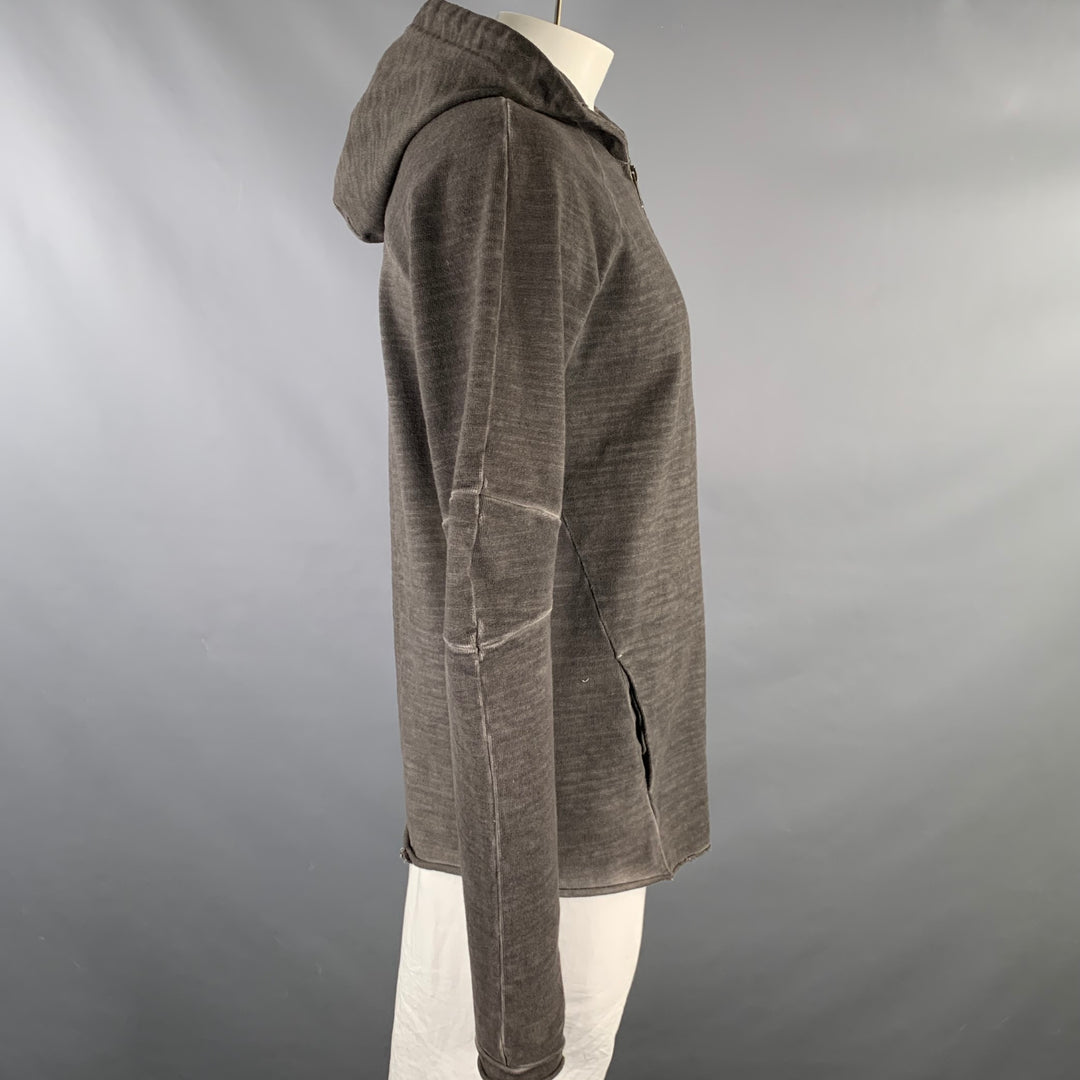 ANDREA YA'AQOV Size L Gray Dyed Cotton Hoodie Jacket