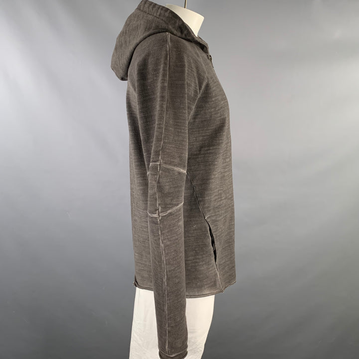ANDREA YA'AQOV Size L Gray Dyed Cotton Hoodie Jacket