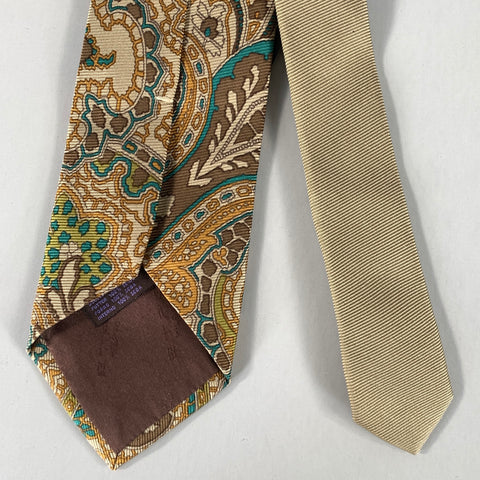 ETRO Tan Teal Paisley Silk Tie