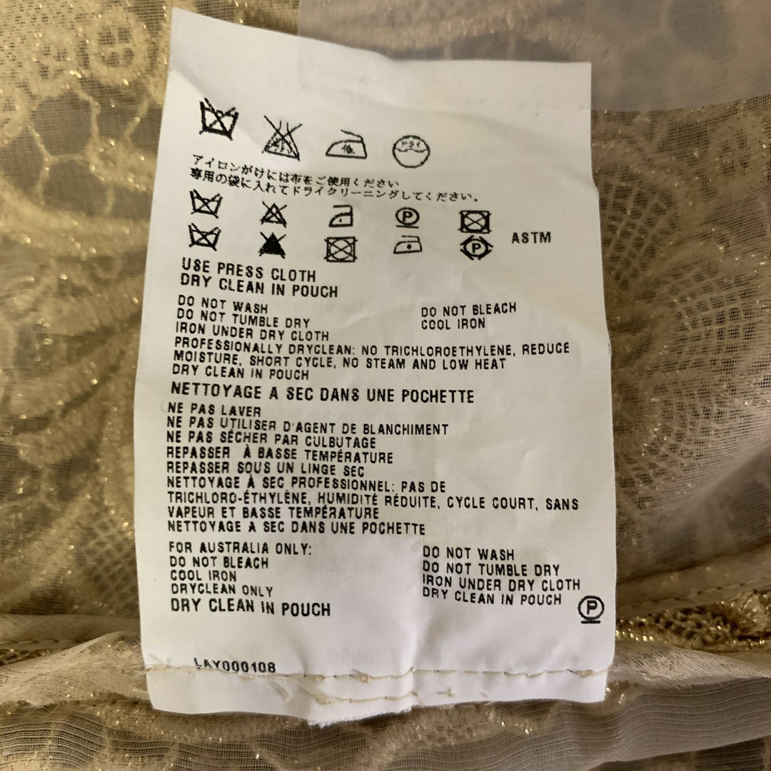 PRADA Size 8 Gold Lace Floral Skirt Suit