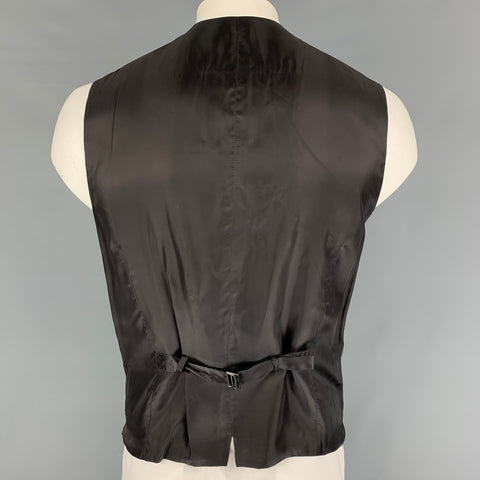 DOLCE & GABBANA Size 46 Charcoal Plaid Wool Buttoned Grey Vest