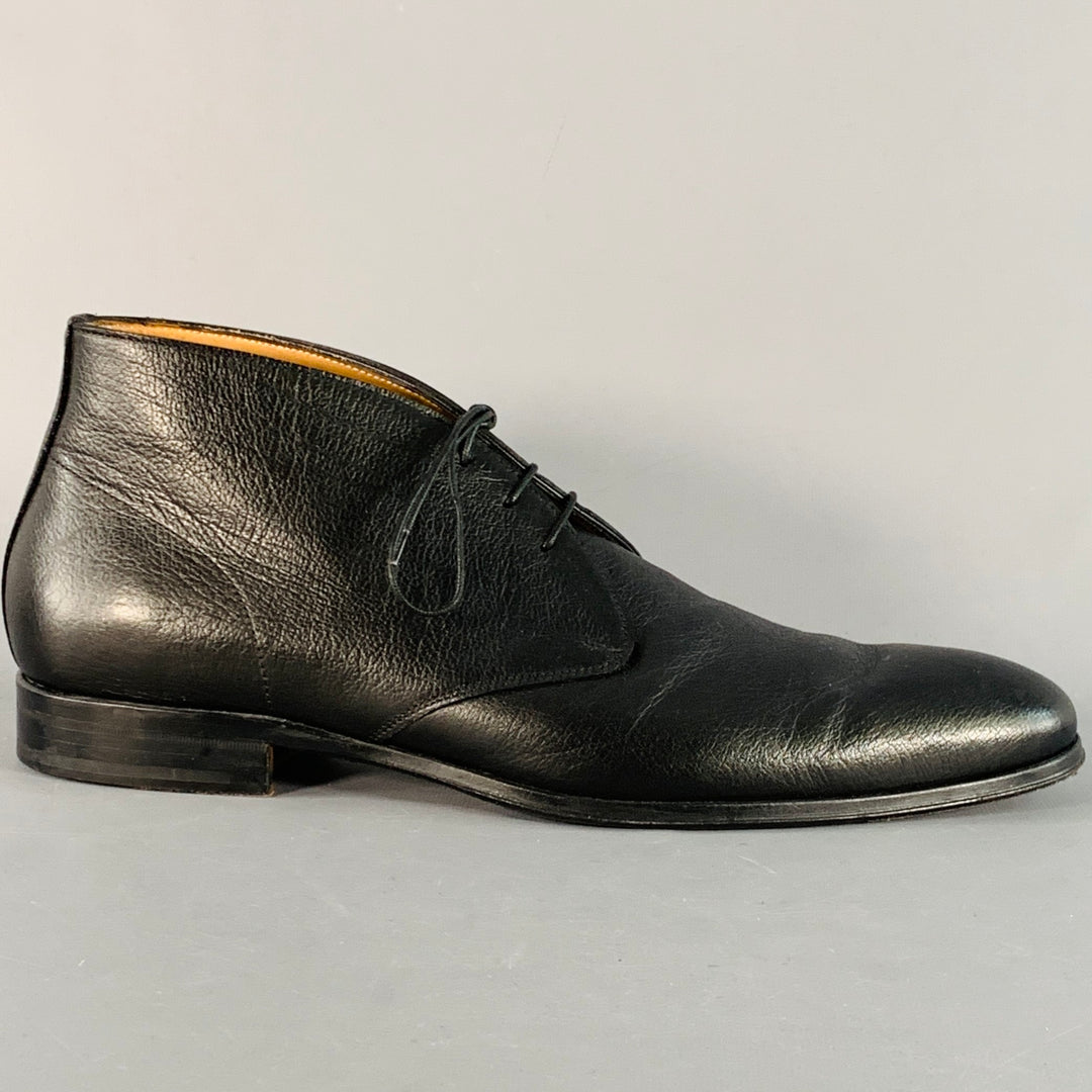 PAOLO IANTORNO Size 12 Black Leather Almond Toe Lace-Up Shoes