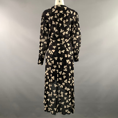 THE KOOPLES Size 1 Black White Viscose Leafs High Low Dress