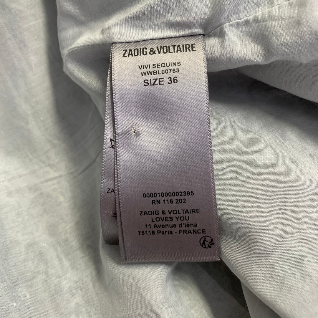 ZADIG & VOLTAIRE Size S Vivi Silver Polyester Sequined Jacket Blazer