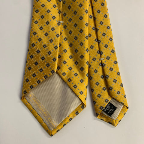 ERMENEGILDO ZEGNA  One Size Yellow Light Blue Diamond Silk Tie
