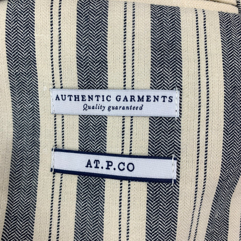 AT.P.CO Size 36 Beige Navy Stripe Cotton Linen Notch Lapel Sport Coat