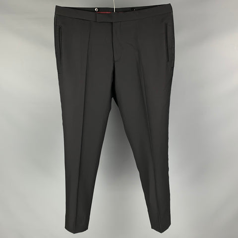 SUITSUPPLY Size 38 Black Wool Tuxedo Dress Pants
