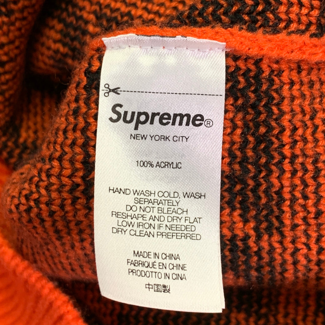 SUPREME Size L Orange Black Acrylic Long Sweater