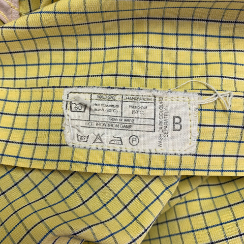 Chemise à carreaux en coton manches longues à poignets mousquetaires, taille M, rose, jaune et bleu