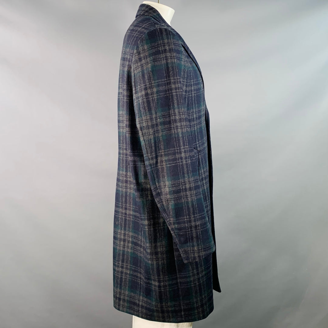PS by PAUL SMITH Size XXL Charcoal Black Green Wool Blend Plaid Coat