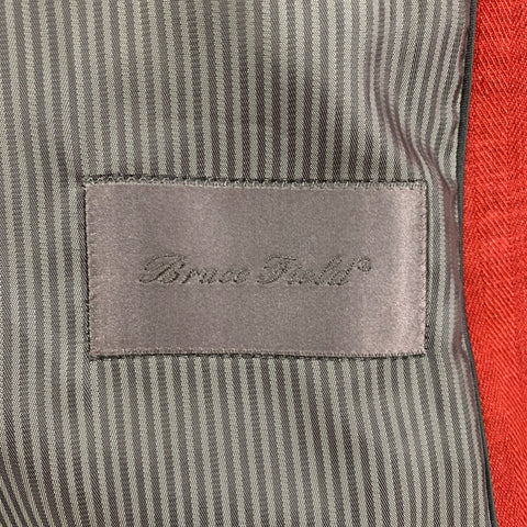 BRUCE FIELD Size 40 Red Herringbone Linen Single Breasted Sport Coat