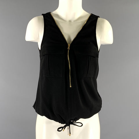 TRINA TURK Size XS Black Gold Polyester Sleeveless Casual Top