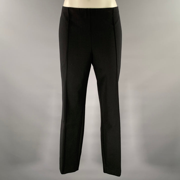 THE ROW Size 12 Black Wool Elastane Pintuck Side Zipper Pants