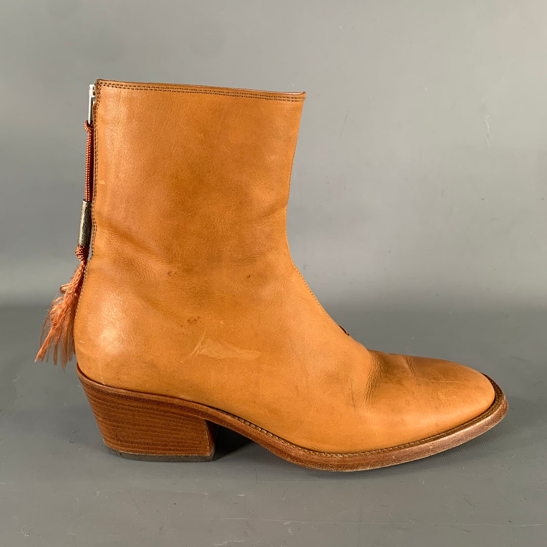 ACNE Size 8 Brown Crackled Leather Ankle Boots