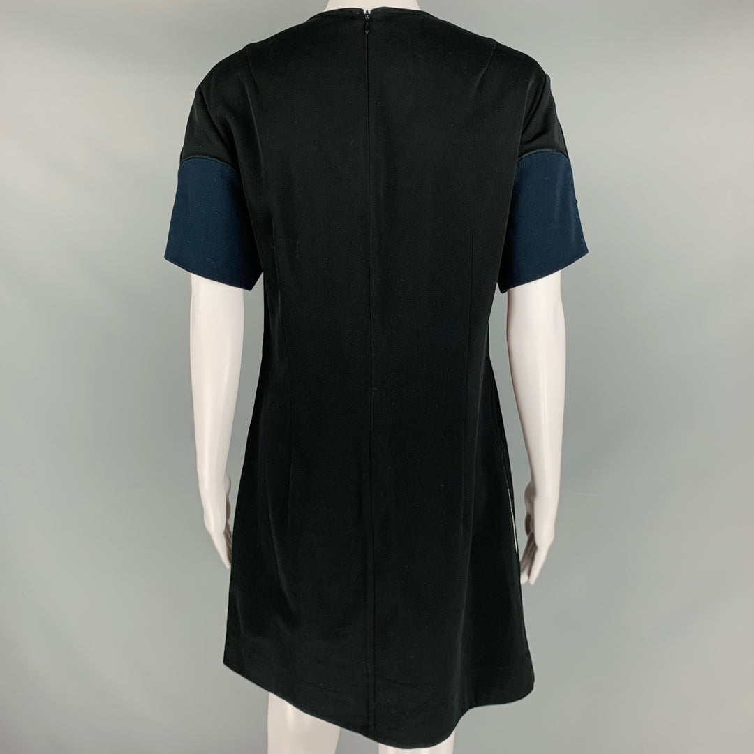 CALVIN KLEIN 205W39NYC Size 4 Black Navy Cotton Color Block Shift Dres Sui Generis Designer Consignment CALVIN KLEIN 205W39NYC Size 4 Black Navy Cotton Color Block Shift Dres Sui Generis Designer Consignment