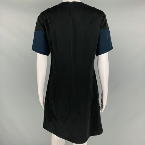 CALVIN KLEIN 205W39NYC Size 4 Black Navy Cotton Color Block Shift Dress
