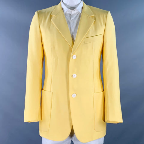 LANVIN Size 42 Yellow Wool Silk Notch Lapel Sport Coat