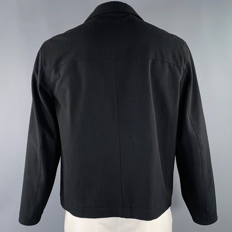 SANDRO Size L Black Viscose Blend Zip Up Jacket