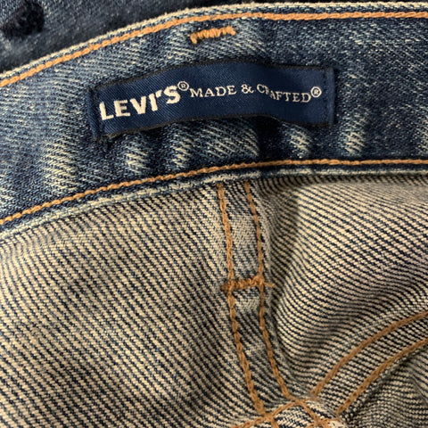 LEVI'S Size 32 Blue Navy Embroidery Cotton Straight Denim Jeans