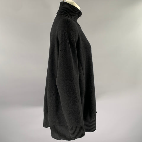 ESKANDAR Size M Black Cashmere Oversized Turtleneck Sweater