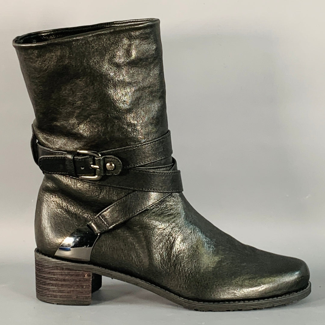 STUART WEITZMAN Size 7.5 Black Leather Wrap Around Pull On Boots