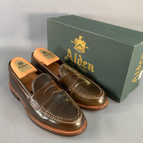 ALDEN Size 6.5 6717 Brown Cordovan Leather Penny Loafers