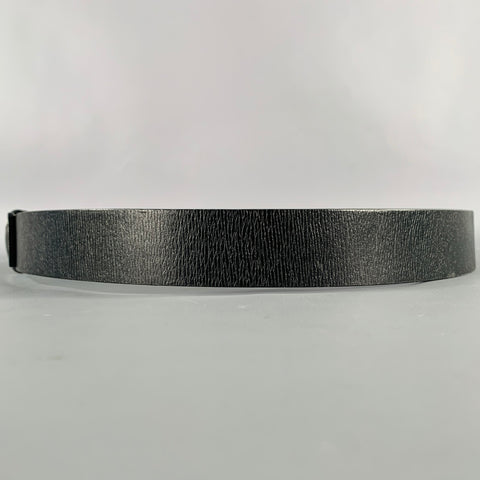 GUCCI Size 34 Black Silver Leather Belt