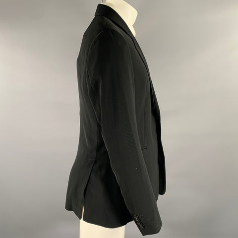 EMPORIO ARMANI Size 40 Black Polyester Notch Lapel Sport Coat