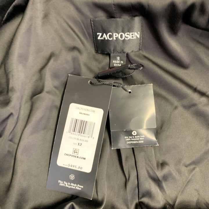 ZAC POSEN Size 12 Black Polyester Blend Shawl Collar Single Button Jacket Blazer
