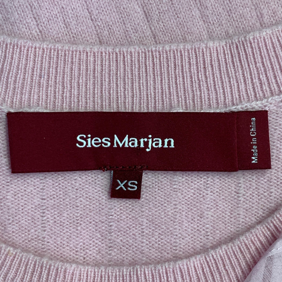 SIES MARJAN Size XS Pink Wool Blend Knit Ruffled Crew Neck Pullover