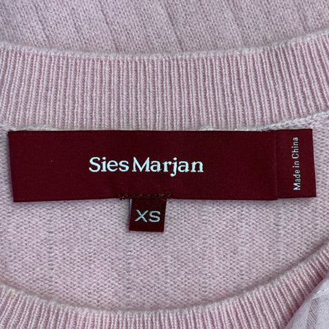 SIES MARJAN Size XS Pink Wool Blend Knit Ruffled Crew Neck Pullover