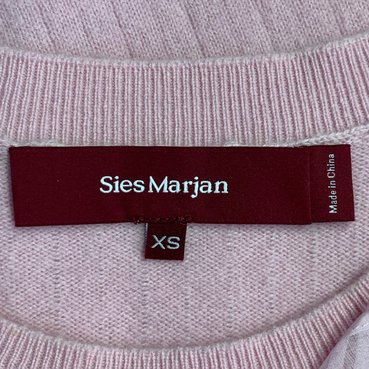 SIES MARJAN Size XS Pink Wool Blend Knit Ruffled Crew Neck Pullover