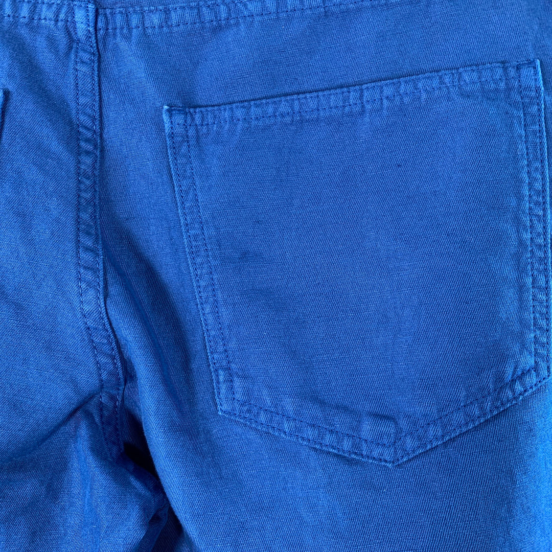 ISAIA Size 32 Blue Cotton Linen Five Pockets Tapered Zip Fly Casual Pants