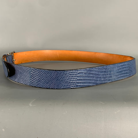 MARTIN DINGMAN Size 38 Blue Silver 5000713 Lizard Belt