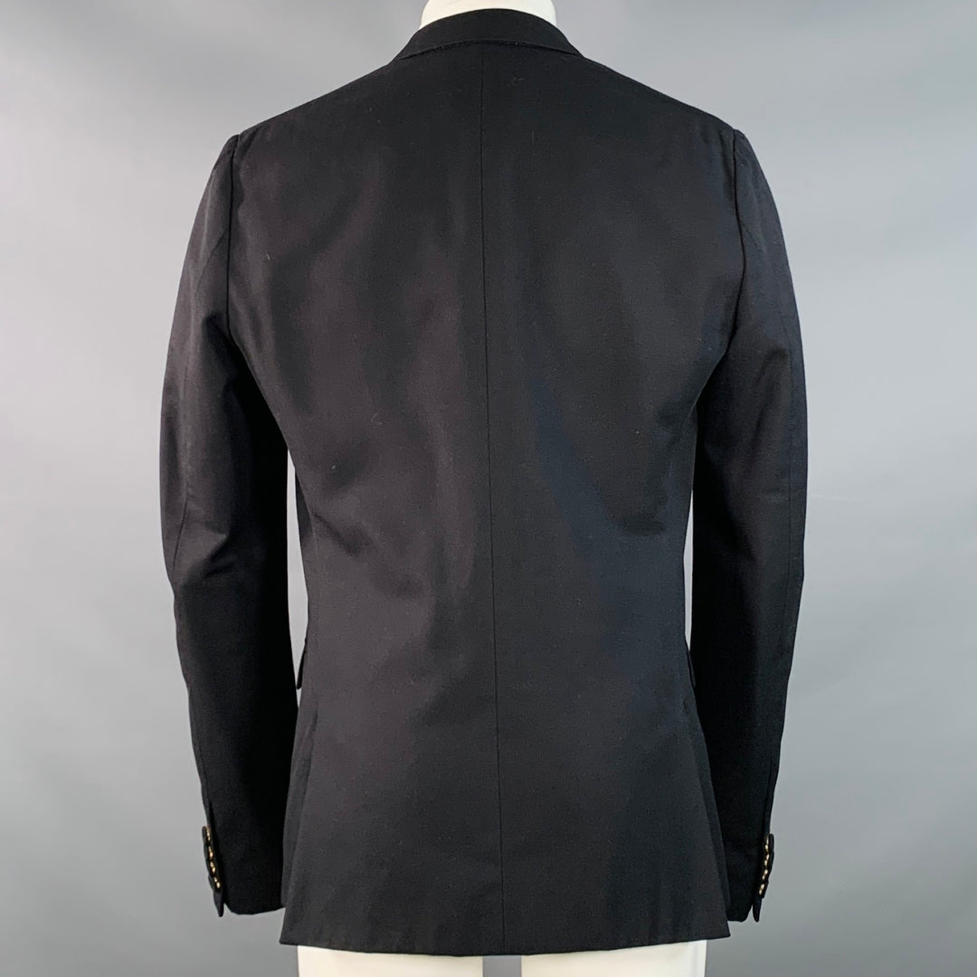 CALVIN KLEIN COLLECTION Size 40 Regular Black Wool Silk Notch Lapel Sport Coat