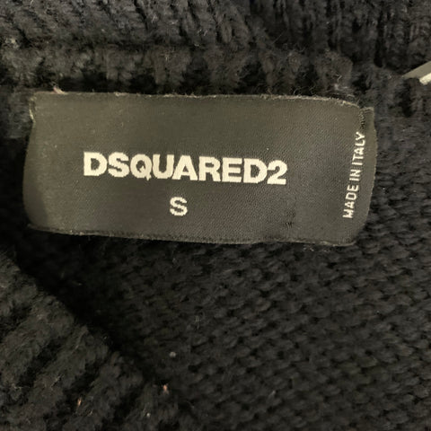 DSQUARED2 Size S Black Cobalt Metallic Wool Blend Pull On Sweater